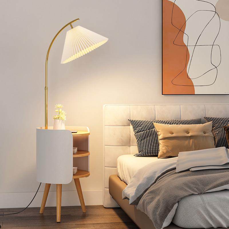 床头柜落地灯卧室客厅高级感奶油原木风沙发边几置物台灯一体,淘宝优惠券,粉丝福利购,淘宝优惠卷