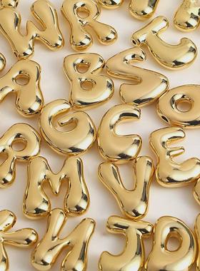 Bubble Name Necklace Stainless Steel 3D Letter A-Z P