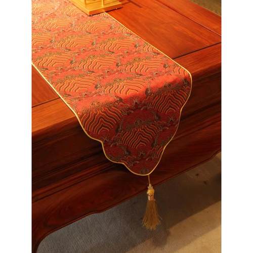 中式禅意桌旗国风云锦茶席防水茶桌垫杯垫茶道配件长桌布客厅桌布 - 图1