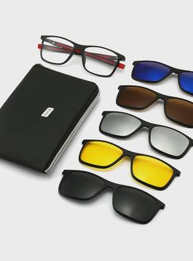 钓鱼墨镜偏光太阳镜挂脖磁吸套镜夹片运动眼镜男送眼镜袋1款