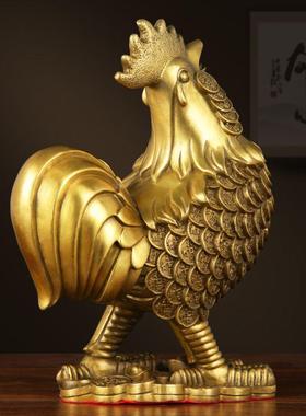 善品铜器十二生肖鸡工艺品金钱黄铜公鸡元宝鸡家居摆件厂家直销