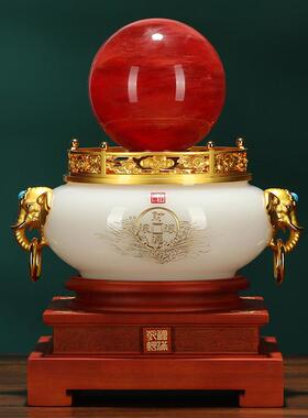 桌面琉璃聚宝盆招财盆工艺品办公摆件旺宅家居装饰品客厅开业礼品