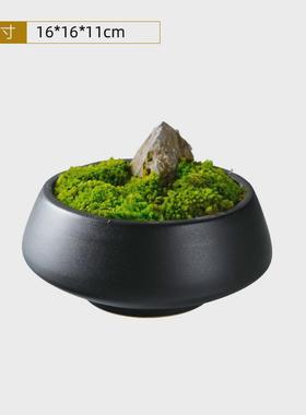 仿真绿色植物盆景新中式客厅茶边几花艺售楼处别墅样板房软装摆件