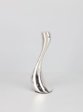 现代简约摆件银色s烛台电镀 样板房酒店家居客厅创意桌面软装饰品