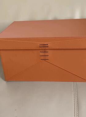 定制中式皮质储物箱家居样板间橱柜衣柜收纳盒木制装饰品摆件批发