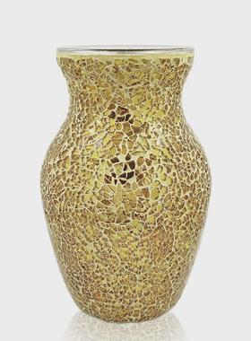 欧式玻璃花瓶钢化玻璃瓶马赛克幻彩餐厅装饰摆件花插批发