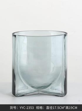 博西创意透明磨砂水培玻璃花瓶家居客厅家居水培插花器软装饰品