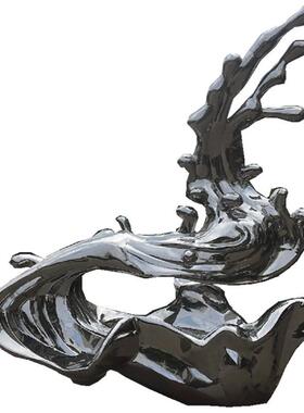 不锈钢雕塑定制大型户外建筑城市园林铁艺金属镜面鹿拉丝发光摆件