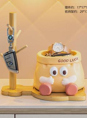 新款创意仿纸袋入户放钥匙收纳树脂摆件奶油风ins装饰品家居摆件