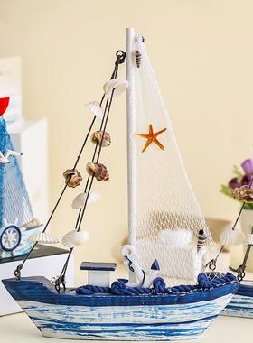 创意家居地中海风格木制帆船模型小摆件小号工艺品装饰品学生礼品