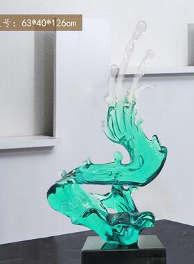 浪花雕塑大型现代艺术工艺品玄关客厅酒店样板房北欧创意抽象摆件