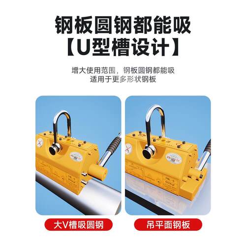 圣沪达永磁起重器强磁力吊400/600KG吸盘1/2T3/5吨磁铁圆钢板吊具 - 图1