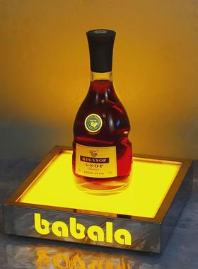 不锈钢黑桃a发光香槟座酒吧ktv专用酒王xo洋酒底座发光酒架酒托架