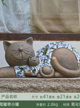 别墅户外庭院装饰花园摆件仿真小猫咪花缸动物花盆阳台布置氧化镁