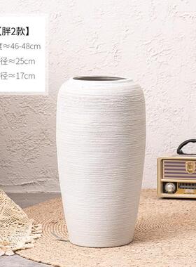景德镇陶瓷花瓶现代简约客厅落地摆件白色北欧陶罐仿真干花装饰品