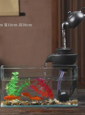 摆件水循环流水摆件庭院室内水景装饰办公流水喷泉卵石玻璃鱼批