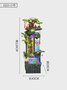 新中式循环水鱼缸装饰礼品商务节庆流水摆件手工彩绘礼品
