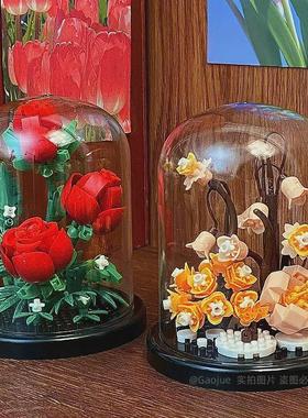 教师节玫瑰芙蓉花束创意高颜值桌面装饰卧室桌摆件手工diy永生花