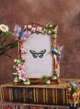 欧式创意家居田园动物花鸟6寸7寸金属相框镶钻珐琅彩照片像框摆台