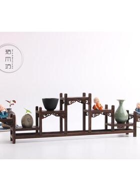 实木茶杯架子茶道茶饼架小博古架茶柜收纳置物架普洱茶壶茶具配件