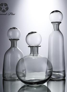 热销工艺石星吹制玻璃花瓶现代渐变珠光水培植物插花器家居钻摆件