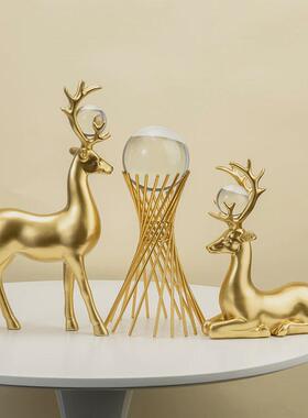 乔迁开业对鹿福字三件套玄关家居客厅摆件电视柜装饰品送礼佳品