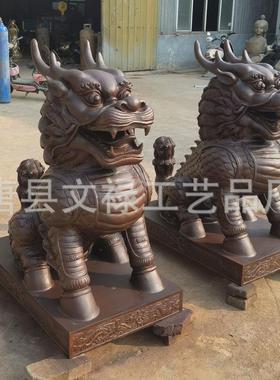 麒麟金属青铜铸铜户外门口摆件酒店迎宾大型工艺品金属麒麟制品