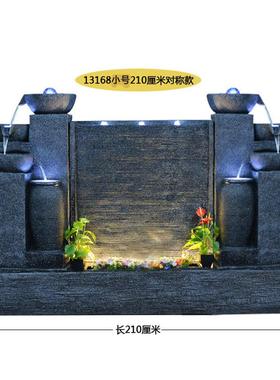 大欧式假山流水喷泉庭院公司别墅隔断客厅鱼池造景水幕墙屏风摆件