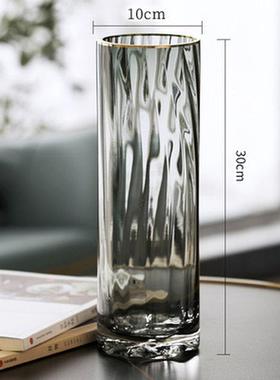 百合创意轻奢透明花瓶水养富贵竹北欧简约玻璃插花瓶客厅餐桌摆件