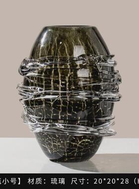 极简琉璃艺术轻奢大高级现代客厅餐桌意式样板间软装花瓶摆件花器