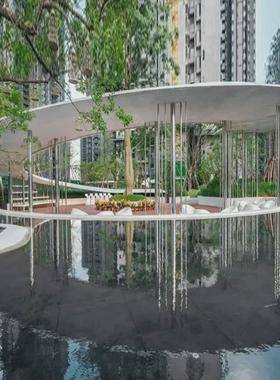 户外大型不锈钢异形凉亭廊架雕塑源头厂家园林景观金属钢结构长廊