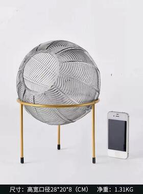 酒店家居民宿玄关客厅桌面百搭插花花器轻奢干花装饰金属玻璃花瓶