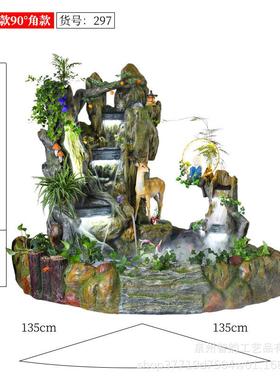 阳台假山喷泉流水孔雀摆件客厅别墅大型办公茶室鱼缸水景观工艺品