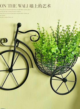 创意自行车欧式铁艺壁饰壁挂花架花篮客厅阳台墙上悬挂花篮装饰品