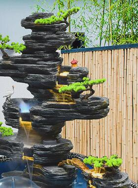 alj6大型假山流水喷泉户外露台庭院会所山水景观装饰鱼池造景落地