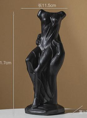 跨境陶瓷素烧人体花瓶创意艺术摆件轻奢家居装饰品水培干花器ins