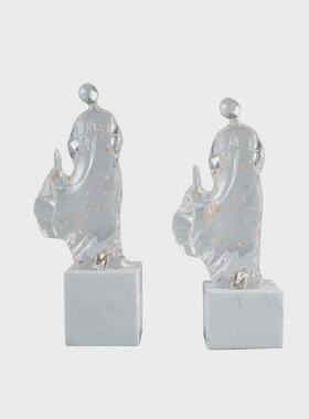 热销新中式创意人物树脂大理石透明摆件样板房客厅玄关桌面家居饰