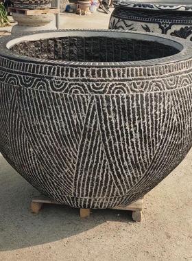 石雕花盆养鱼老石槽室外摆件门海手工穿养道儿鱼缸庭院青石鱼缸