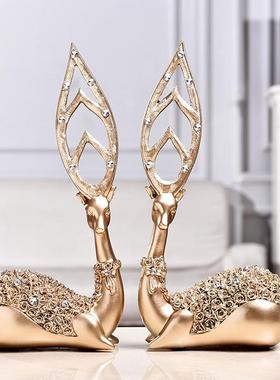 树脂情侣欧式工艺品鹿摆件家居装饰品酒店创意商务摆设