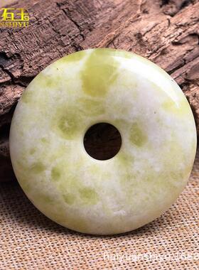 大号桃花玉岫玉鸡血石玉平安扣玉环挂件车挂玉石岫玉手把件直播款