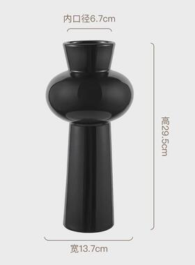 陶瓷中古风花瓶高颜值水培复古绿色插花瓶高级感装饰新中式花器