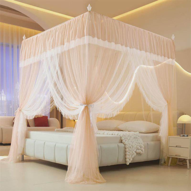 宫廷落地蚊帐双层纱双人家用1米8带.5床支架三开门公主风老式纹帐,淘宝优惠券,粉丝福利购,淘宝优惠卷