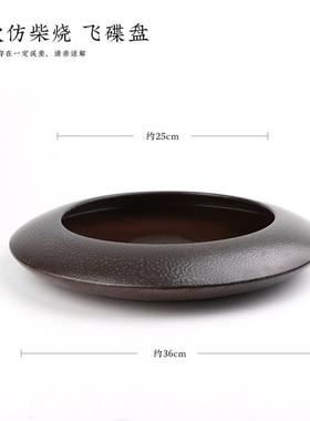 新中式复古仿柴烧挂釉中式插花陶瓷器皿大花瓶客厅插花花器摆件