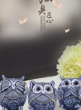 热销厂家直销zakka杂迷你动物陶瓷摆设萌萌哒复古搁板猫头鹰家居