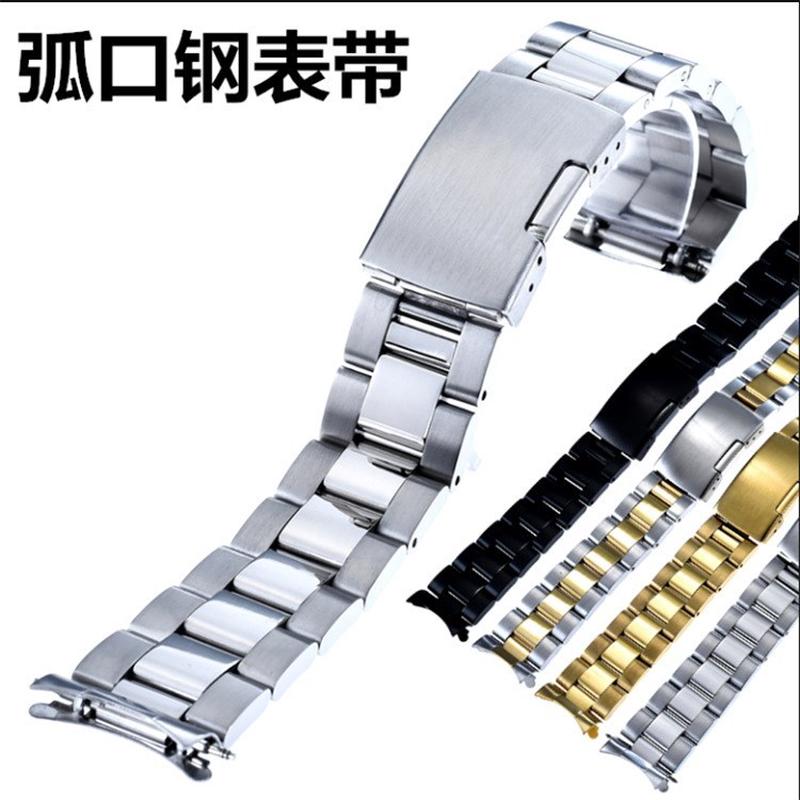 三珠潜水实心不锈钢弧口手表带中光 手表配件16 18 20 22 24 26mm - 图3