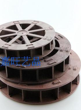 假山树脂喷泉流水工艺品招财水车水景塑料风水轮鱼缸摆件配件