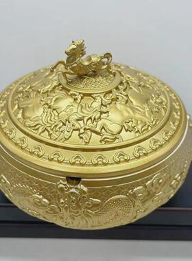 创意黄铜龙凤办公室家居茶台茶几防飞灰新中式烟灰缸高端车载摆件