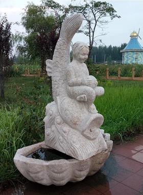 石雕喷泉水球喷泉室内小型转转喷水池雕刻摆件庭院球莲花流水钵