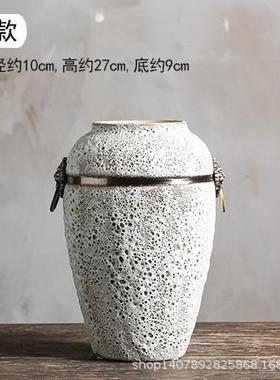 景德镇陶罐粗陶干插花复古做旧土陶瓷花盆落地大花瓶客厅摆件装饰