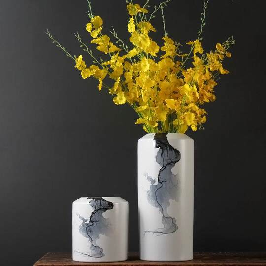 水墨创意陶瓷新中式花瓶简约个性家居软装装饰品摆件青花瓷